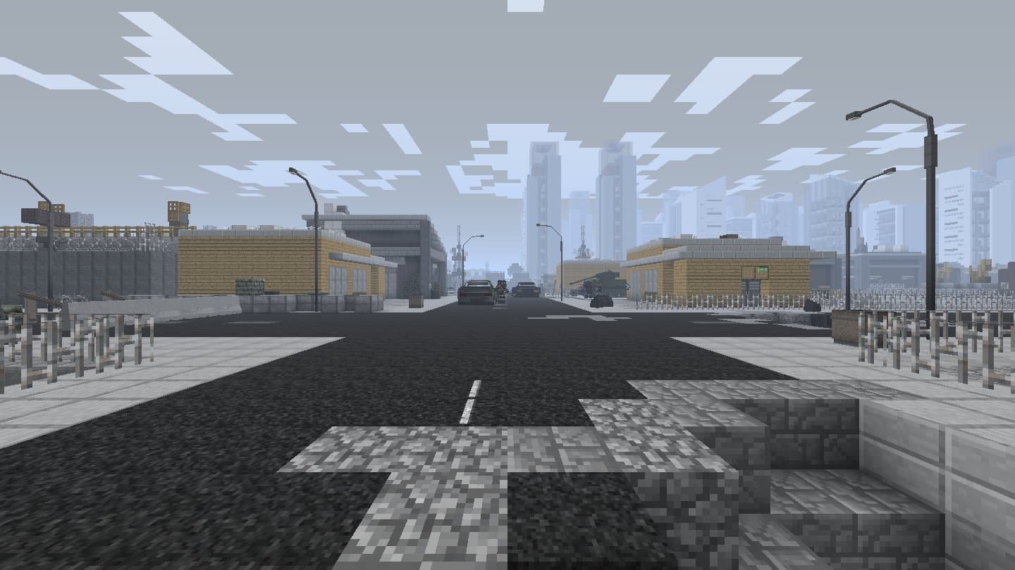 Decimation Minecraft mod: A generated city