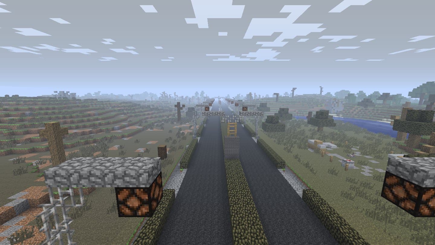 Decimation Minecraft mod screenshot: Highways between cities