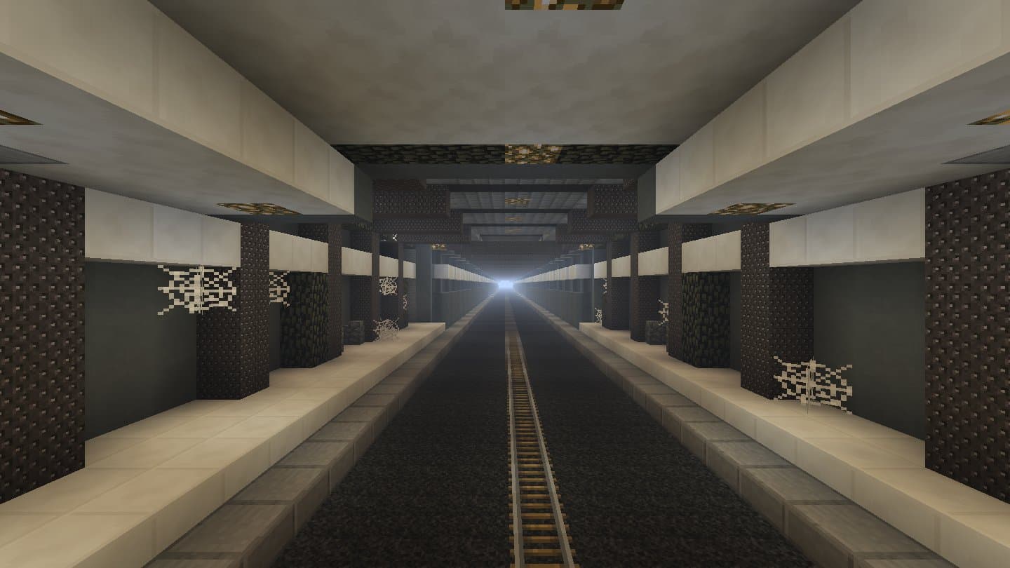 Decimation Minecraft mod screenshot: Underground railway