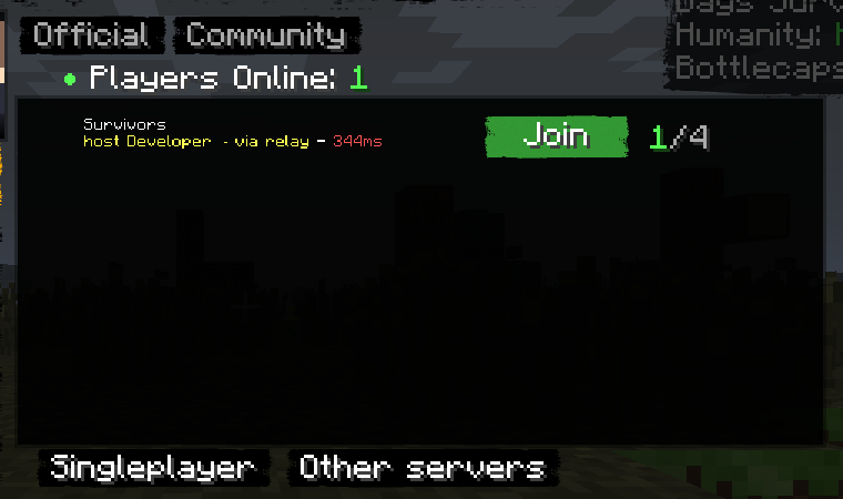 Decimation Minecraft multiplayer: a hosted world on the Community page